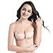 Adhesive Bras, Invisible Bra, Strapless Self Adhesive Reusable Padded Invisible Bra Backless Silicone Push-up Bras for Women (C, Beige)