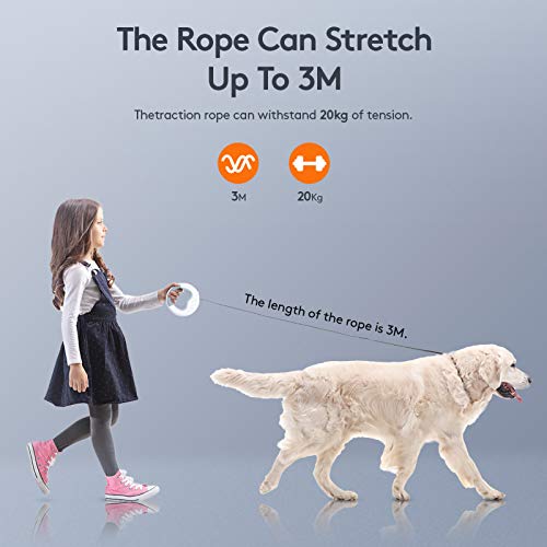 Saike Heavy Duty Retractable Dog Leashes with Flashlight, 360° Tangle Free Dog Walking Leash with Anti-Slip Handle, One-Hand Brake Pet Leash for Puppy Small Medium Large Dogs