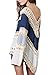 Long Sleeve Embroidery Lace Crochet Knitwear Splice Blouse (Blue)