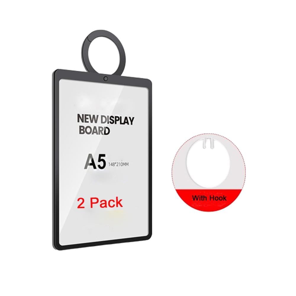 Runiash 2 Pack Business Retail Sale Display Sign Holder Frame Sale Price Display Hanging Poster Paper Holder Message Memo Board Merchandise Tags Sale Price Tags with Hook for Clothing A5 (with Hook)