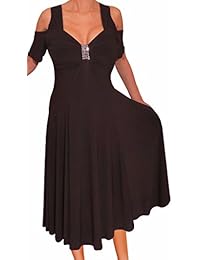 Funfash Vestido de cóctel negro para mujeres con hombros descubiertos, hecho en EE.UU.