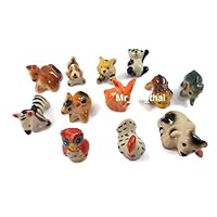 Figurines Collection Elephant Painted Ceramic Miniatures Animals Porcelain 12pc