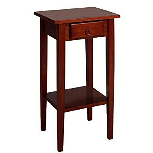 Small Wooden End Table with Drawer and Shelf Storage Brown