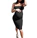 GOBLES Women's Sexy Spaghetti Strap Sleeveless Bodycon Mid Club Dress (S, Black)