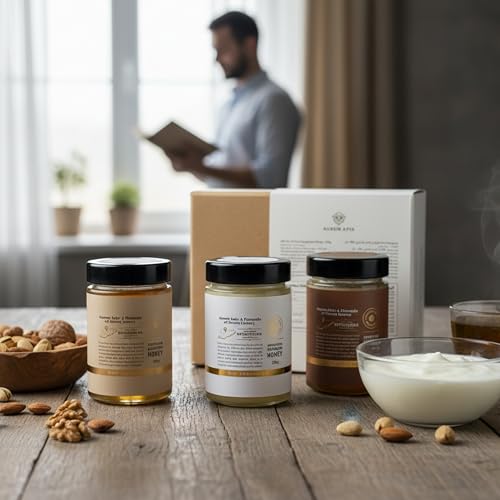 Aurum Apis Premium Honey Gift Box, Pure Kyrgyzstani Hand-Harvested | Unpasteurized | 100% Raw & Unfiltered White, Barberry & Mountain Honey | Natural Farm Fresh Wellness Support - 330g (Pack of 3)
