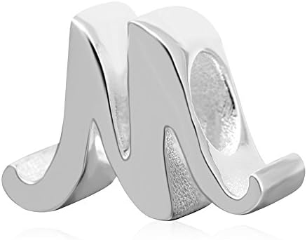 Choruslove Alphabet Letter M Charm You Choose from Initial A-Z 925 Sterling Silver Bead for 3mm European Bracelet Bangle