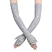 JISEN Women Long Sunscreen Gloves Lace Floral Half Finger Outdoor Arm Sleeves Style 1-Grey