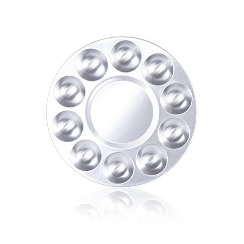 COMIART Metal 10 Well Round Artist Watercolours Paint Mixing Palette Tray