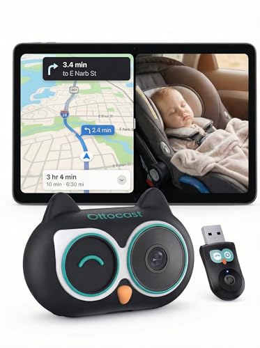OTTOCAST Cabin Care Baby Car Camera 2026 (for Wired CarPlay Only) | Uses Your Car's Built-In Screen,No Extra Screen Needed,Split Screen for CarPlay and Baby,No-Glow Night Vision,150°Wide Angle