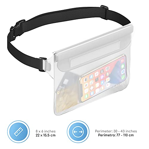 Canotagio Bolsa/Cangurera Impermeable. Set de 2 Cangureras Sumergibles a Prueba de Agua. Tamaño Extra Grande. para Deportes Acuaticos, Playa, Alberca y más. Waterproof Pouch