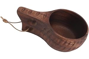 Kuksa Wooden Cup Camping Wood Mug Kuska Coffee Cups,240 mlCamping Wooden Mug Portable Wooden Coffee Cup,Handcarved Camping Mu