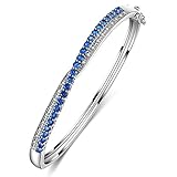 Foruiston ♥Valentines Day Jewelry Gifts♥ Diamond Accent Cubic Zirconia Crossover Bangle Bracelets for Women, 7.25''