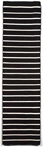 Liora Manne Sorrento Reversible Lightweight Runner Rug 2 X 8 Black Pinstripe