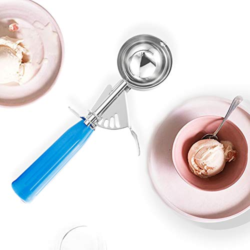Cookie Scoop, Ice Cream Scooper with Trigger Stainless Steel Ice Cream Scoop Spoon for Baking, Cupcake Batter Melon Baller Scoop (3.75 Tablespoons, Blue) - Thumbnail 4