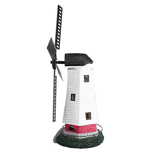 image for Greensen Windmill LED Lighthouse, 20” Solar Powered Rechargeable Win
