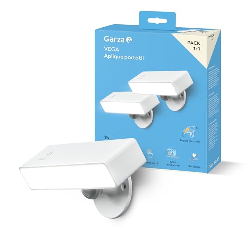 - Pacchetto 1+1 Lampada da Parete LED Portatile VEGA 2W 240lm, Luce Regolabile 4000K, Batteria 3000mAh fino a 30 giorni, USB-C, Installazione senza cavi, Design Bianco