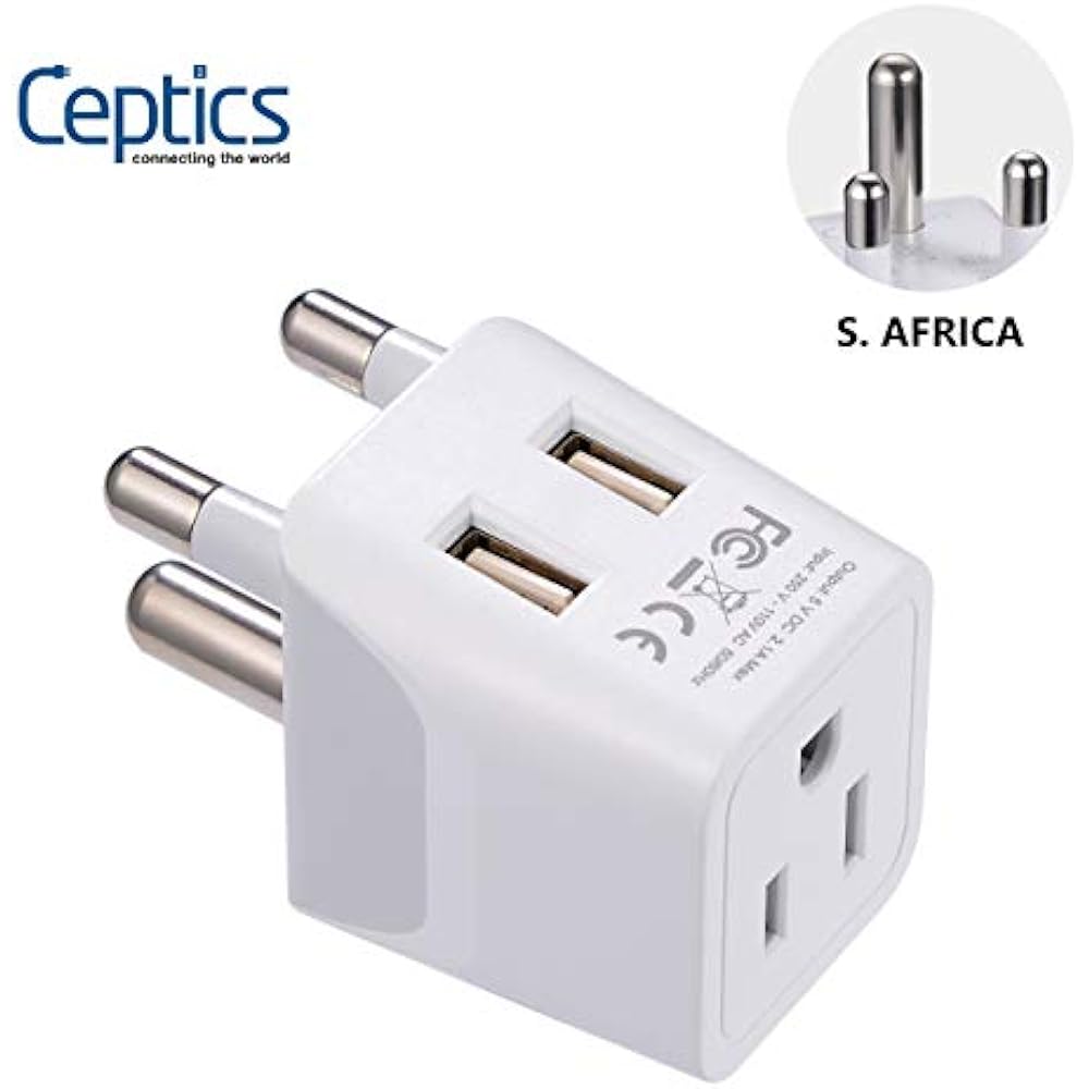 South MultiOutlets Africa, Botswana Travel Adapter Plug By Ceptics With Dual USB eBay