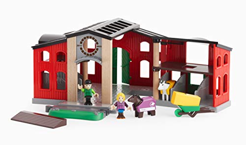 BRIO 33791 - Großer Pferdestall mit Zubehör, Bauernhof Tiere