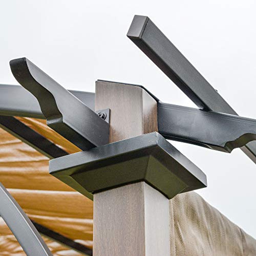 Outsunny Pavillon Pergola mit einstellbarem Stoffdach UV+50 Überdachung Wasserfest Sonnenschutz Texteline Stahl Kaffee… – Bild 8