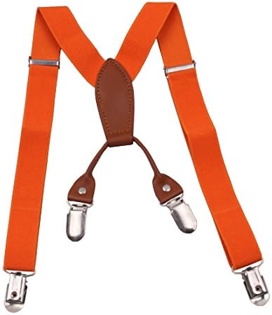 GUCHOL Child Kids Suspenders for Boys and Girls Toddler, Baby Leather 4 Clips Strong Metal Adjustable Suspender