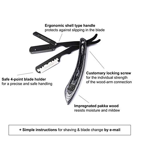 Straight Razor urwunder - Shavio- German Safety Shaver - 4-Pin Blade Holder (Black arm/Black Wood) - Thumbnail 7