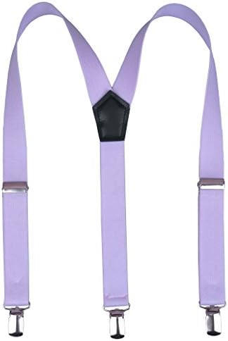Warm Sunshine Men's Y-back Elastic Adjustable Solid Clip Suspenders,Lavender Purple