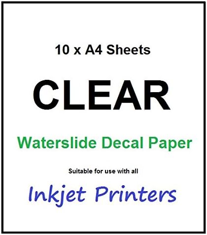 10 Pack A4 Waterslide INKJET Water Slide Decal Paper Transfer Craft Paper Sheets - CLEAR