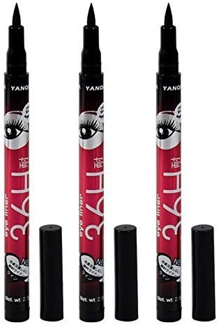 Yanqina Homeoculture Precision Liquid Waterproof Lash Eyeliner Pencil (Black) Pack of 3
