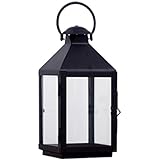 ヨーロッパのレトロな燭台、錬鉄のガラス防風キャンドルホルダーガーデン防風ランプロマンチックな結婚式の装飾、黒