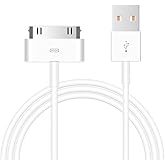 Pocxwa 1-Pack 30-Pin Charger Cable Compatible for Old iPhone 4 4S 3GS, iPad & iPod Classic 1st 2nd 3rd Generation, iPod Touch