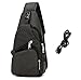 Sling Bag Shoulder Crossbody Chest Backpack Men Women Unbalance Daypack for Travel/Hiking/Outdoor Sport (Black-S)