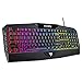 VicTsing Gaming Keyboard, USB Wired Keyboard with Rainbow Backlit and Spill-Resistant Design, Strong Durability, 8 Multimedia Keys, 19 Anti-Ghosting Keys, Ergonomic Wrist Rest Keyboard - Black
