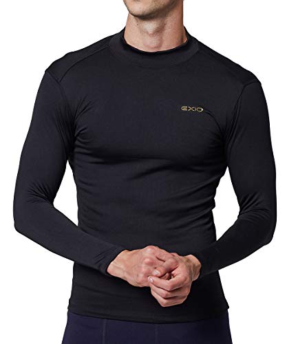 EXIO Mens Thermal Winter-Gear Compression Top Long-Sleeve Midweight Baselayer Underwear Shirt/Bottom (Ext22 Bk, 2X-Large)