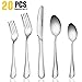 20 Piece Fine Flatware Set, Cutlery Sets Stainless Steel Mirror Polished with Dinner Knives, Forks and Spoons for Dessert & Dinner, Umite Chef Modern Eating Utensils Silverware Tableware Service for 4