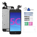 Screen Replacement Repair Kit for iPhone 5C [Black], Drscreen Full Assembly LCD Display Touch Digitizer with Front Camera/Home Button/Proximity/Sensor Earpiece, for A1532 A1456 A1507 A1529 A1526