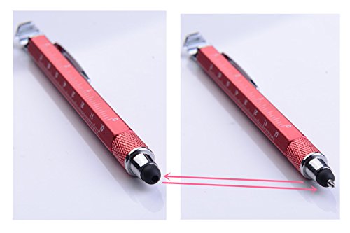 Shulaner 7 in 1 Tech Tool Ballpiont Pen with Ruler, Bottle Opener, Phone Stand, Ballpoint Pen, Stylus and 2 Screw Driver, Multifunction Tool Fit for Mens Gift, Red - Thumbnail 4
