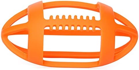 Baby Teether Ring,Silicone Baby Teether,BPA Free Sensory Teething Teether Pacifier Clip,Toddlers Teething Toy (Rugby) (Orange)