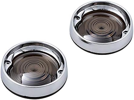 Set Deep Dish Turn Signal Indicator Blinker Light Smoke Lens + Bezel Compatible with 1986-2019 Harley Touring Models
