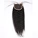 Meodi Hair Brazilian Human Hair Italian Coarse Yaki Lace Closure Kinky Straight Bleached Knots with Baby Hair Natural Color Can be Dyed (8inch free part)