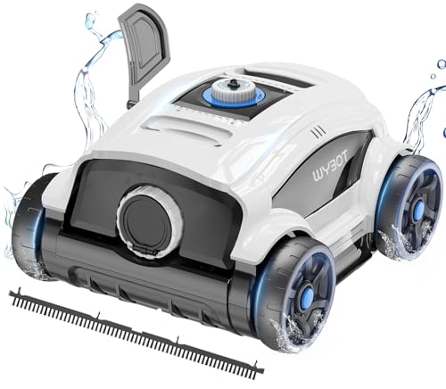 Robot limpiafondos Piscina sin Cable, 130 Minutos hasta 100㎡ Robot Piscina sin Cable Aspirador Piscinas con 2 Motores, Cepillo Grande y Aberturas de succión, Boquilla Ajustable