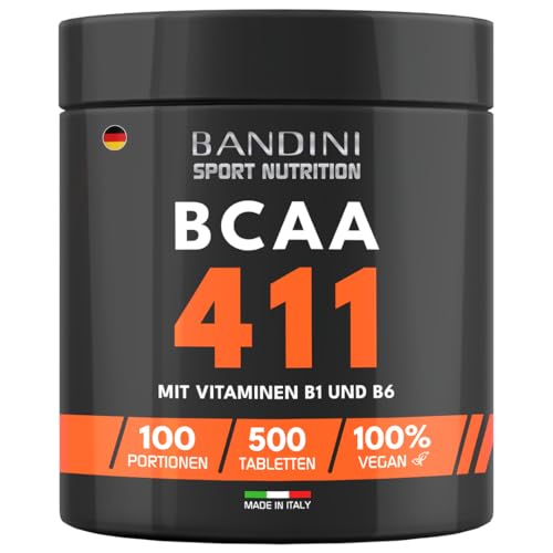 Bandini® Bcaa 4.1.1 | 500 Tabletten | Verzweigtkettige Aminosäuren Leucin, Isoleucin, Valin + Vitamin B1 &Amp; B6 | Pre Post Workout - Supplement Für Muskelaufbau | Hochdosiert, Laborgeprüft, Laktosefrei