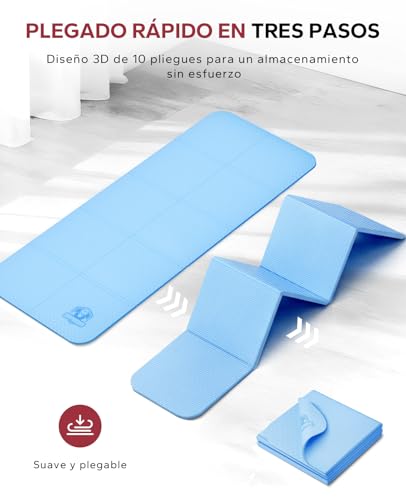 HAPBEAR Foldable Yoga Mat 183x61cmx6mm, TPE Non-Slip Exercise Mat for Home Workout, Yoga, Pilates, Stretching and Travel