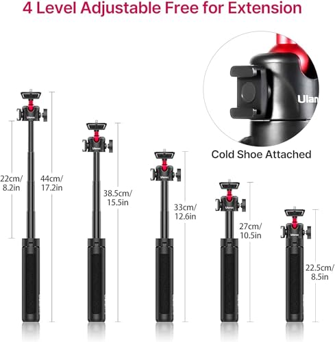 Ulanzi MT-16 Camera Tripod Stand Holder, Mini Tabletop Tripod Selfie Stick with Cold Shoe, Travel Tripod for iPhone 12 Canon G7X Mark III Sony ZV-1 RX100 VII A6600 Vlogging Filmmaking Live Streaming