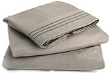 Lavish Comforts HOTEL LUXURY SHEET SET Double Brushed Microfiber Platinum Collection Bedding Set, Deep Pockets, Wrinkle Resistant, Hypoallergenic Sheet & Pillow Case Set (Grey, Queen)