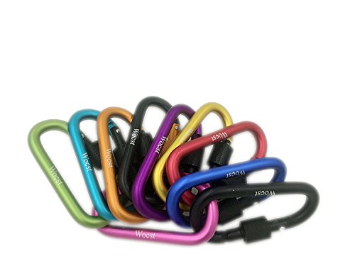 Wocst Aluminum Carabiner D-Ring Key Chain Clip Spring Clip Lock Carabiner Hook Outdoor Camping Equipment- Not for Climbing(10 Pcs)
