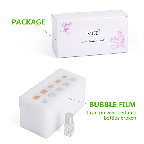 Roller Bottle-3ml/0.1OZ Mini Glass Essential Roller Bottles with Stainless Steel Roller Balls for Perfumes and Lip Balms With 2 Sliver Funnels,Birthday Gift (pack of 10) by MUB