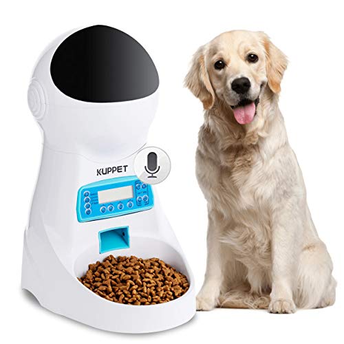 KUPPET Automatic Cat Feeder Pet Dog Food Dispenser Feeder 3L for Small Medium Large Cat Dog-4 Meal/Timer Programmable/Voice Recorder Portion Control