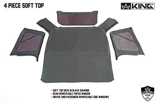 King 4WD Replacement Soft Top Without Upper Doors - Black Diamond - TJ 1997-2006 Jeep Wrangler