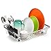 Sink Dish Drying Rack with Silverware Drying Storage Holder, in Sink or on Countertop Dish Drainer, Adjustable Bar Drying Basket, Rust resistant Stainless Steel