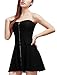Allegra K Women's Strapless Exposed Zipper Front Tube Mini Party A-Line Dress Black Large